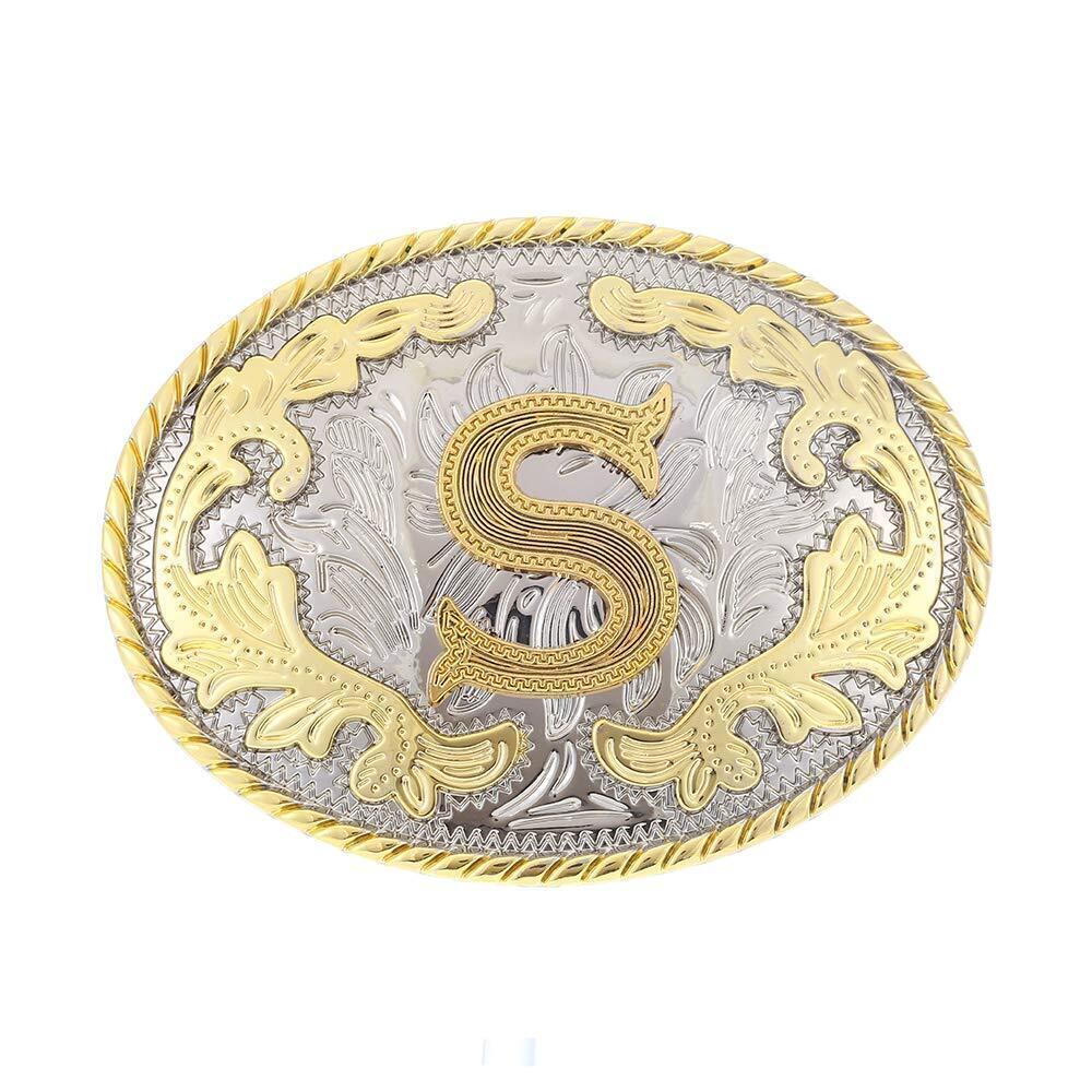 9373 Western Belt Buckle Initial Letters ABCDEFG to Y-Cowboy Rodeo Gold